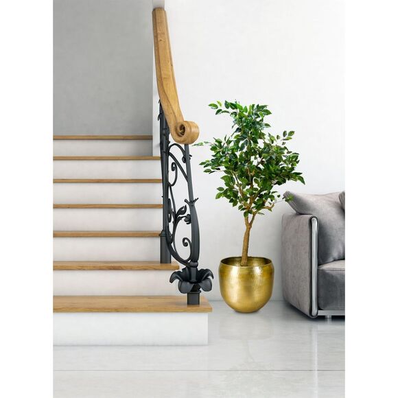 15.5" Diameter 13" Tall Serene Spaces Living Large Brass-Look Aluminum Cachepot - Picture 3 of 5